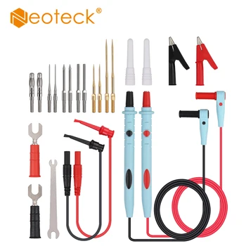 Neoteck 23Pcs Multimeter Leads Kit with Replaceable Gold-Plated Multimeter Probes Alligator Clips Test Hooks and Back Probe Pins
Neoteck 23Pcs Multimeter Leads Kit with Replaceable Gold-Plated Multimeter Probes Alligator Clips Test Hooks and Back Probe Pins