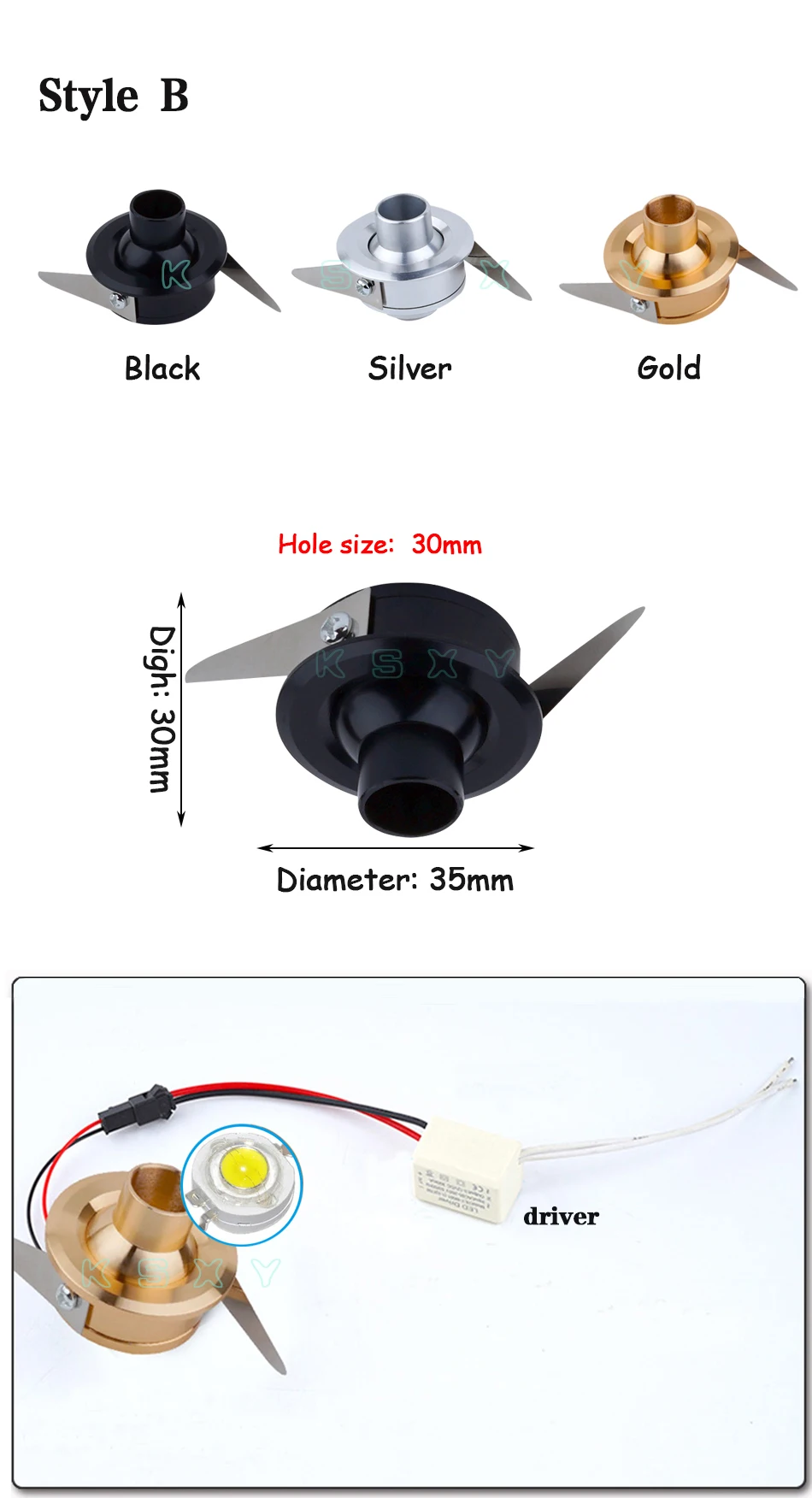 Silvery/Black/Golden Mini LED Downlights 1W 3W 100V-240V 12V embedded Jewelry Display Ceiling Recessed Cabinet Spot Lamp
