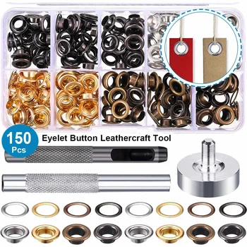 150Pcs 5mm 10mm Copper Eyelets with Eyelet Punch Die Tool Rivets Buttonhole Blet Buckle Clothing Button Decor 4 Plating Colors 
150Pcs 5mm 10mm Copper Eyelets with Eyelet Punch Die Tool Rivets Buttonhole Blet Buckle Clothing Button Decor 4 Plating Colors