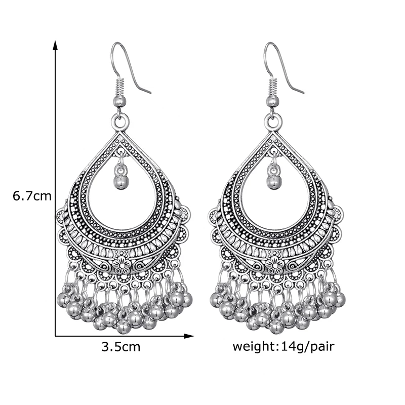 Vintage Drop Dangle Earrings for Women Fashion Jewelry boucle d’oreille Handmade Beads Hollow Ethnic Indian Earrings Brincos