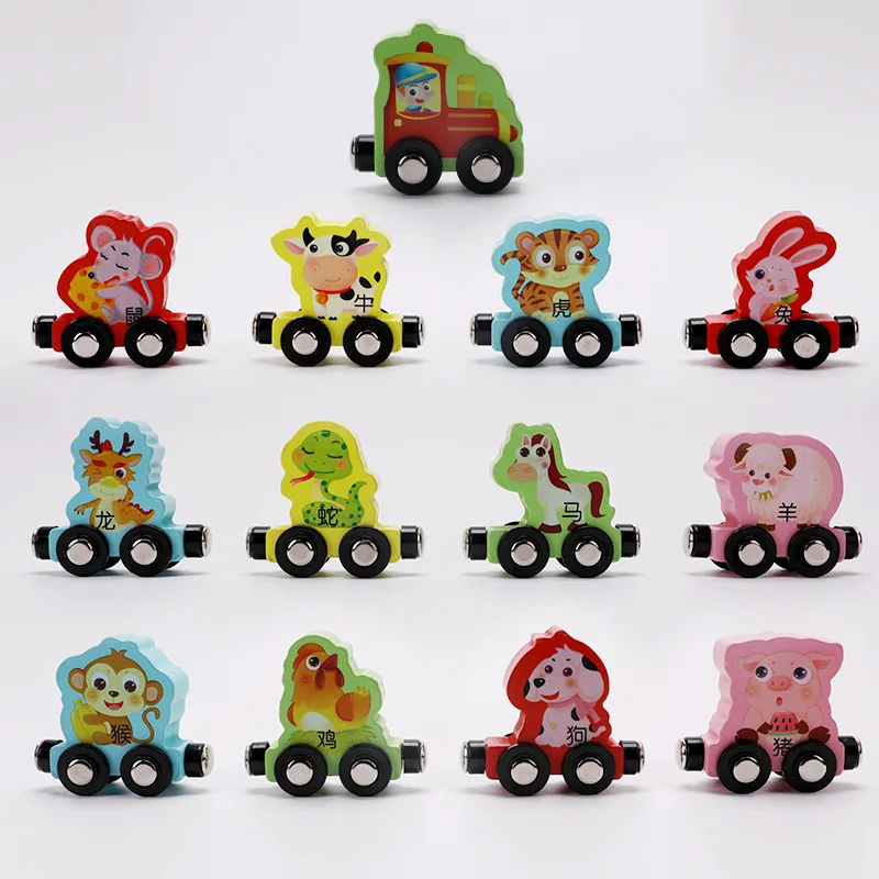 Children Early Education Toy Chinese Zodiac Animal Small Train Magnetic Unit Blocks on Wheels Wooden Toys
Children Early Education Toy Chinese Zodiac Animal Small Train Magnetic Unit Blocks on Wheels Wooden Toys