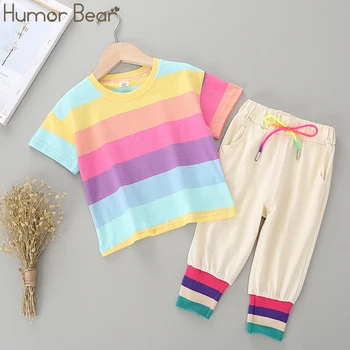 Humor Bear Girls Clothing Sets Summer Baby Kids Clothes Striped Short-Sleeved T-Shirt + Cropped Trousers 2PCS Children Clothing
Humor Bear Girls Clothing Sets Summer Baby Kids Clothes Striped Short-Sleeved T-Shirt + Cropped Trousers 2PCS Children Clothing