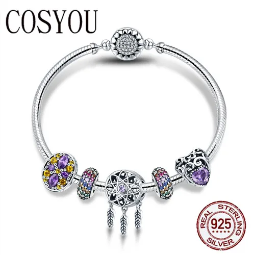 COSYOU 100% 925 Sterling Silver Dream Catcher Holder Heart Enamel Spacer Bracelets & Bangles for Women Silver Jewelry SCB809
COSYOU 100% 925 Sterling Silver Dream Catcher Holder Heart Enamel Spacer Bracelets & Bangles for Women Silver Jewelry SCB809