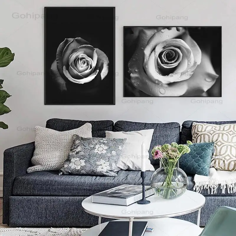 Canvas Art Painting Minimalist Black White Flowers Wall Decor Noble Floral Dew Rose Posters and Prints Pictures for Living Room 
Canvas Art Painting Minimalist Black White Flowers Wall Decor Noble Floral Dew Rose Posters and Prints Pictures for Living Room