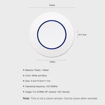 433MHZ Round Wireless Remote Control Controller RF Transmitter For Access Control Alarm LED Light Supplies
433MHZ Round Wireless Remote Control Controller RF Transmitter For Access Control Alarm LED Light Supplies
