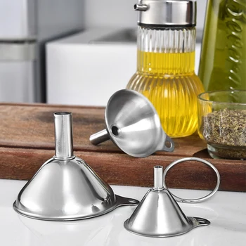 3Pcs Multifunctional Stainless Steel Funnel Essentail Oil Water Spices Wine Flask Filter Funnel For Home Kitchen
3Pcs Multifunctional Stainless Steel Funnel Essentail Oil Water Spices Wine Flask Filter Funnel For Home Kitchen