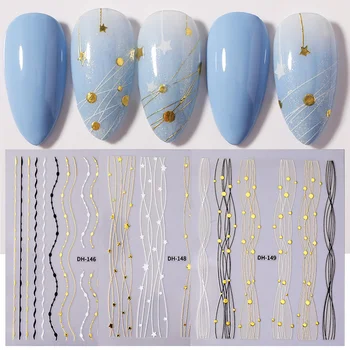1 Pcs 3D Nail Stickers Gold Black Linear Nail Sticker Transfer Various 3D Adhesive Nail Decoration Design
1 Pcs 3D Nail Stickers Gold Black Linear Nail Sticker Transfer Various 3D Adhesive Nail Decoration Design
