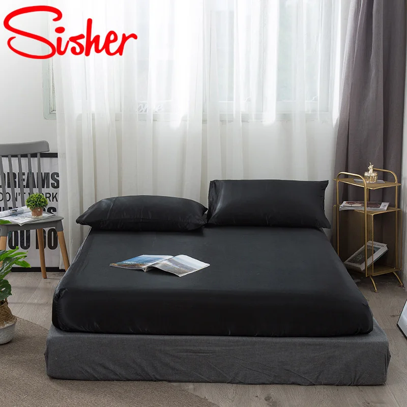 Soft Stain Silk Mattress Cover Black Breathable Anti-dirty Fitted Bed Sheets with Elastic Band Smooth Cool Bed Covers Bedspread
Soft Stain Silk Mattress Cover Black Breathable Anti-dirty Fitted Bed Sheets with Elastic Band Smooth Cool Bed Covers Bedspread