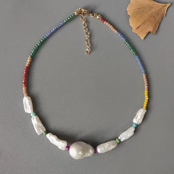 women charm pearl pendant necklace colorful faceted crystal beads creative design boho jewelry choker Halloween party trendy 
women charm pearl pendant necklace colorful faceted crystal beads creative design boho jewelry choker Halloween party trendy