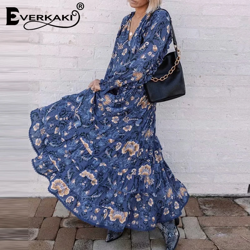 Everkaki Vintage Long Dress Women Boho Print Ruffles Loose Autumn Casual Vestido Ladies Party Maxi Dresses Femme 2019 Summer New
Everkaki Vintage Long Dress Women Boho Print Ruffles Loose Autumn Casual Vestido Ladies Party Maxi Dresses Femme 2019 Summer New