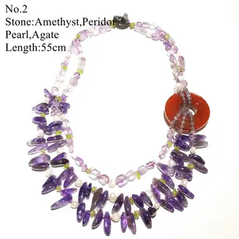 

LiiJi Unique Stocksale Necklace Amethysts Agates Crystal Pearl Purple color Long Necklace Only 1PCS each stock Jewelry for Women