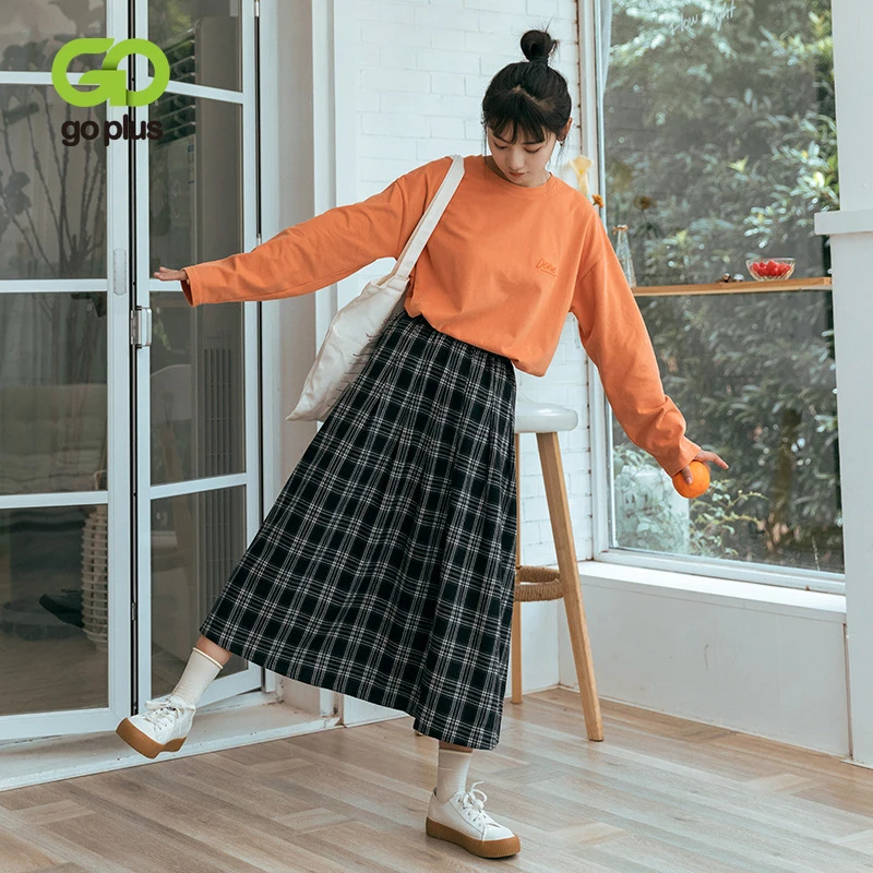 GOPLUS 2020 Autumn New Korean Version Retro Slim Mid-length Pleated Plaid Skirt Female High Waist A-line Pleated Skirt
GOPLUS 2020 Autumn New Korean Version Retro Slim Mid-length Pleated Plaid Skirt Female High Waist A-line Pleated Skirt