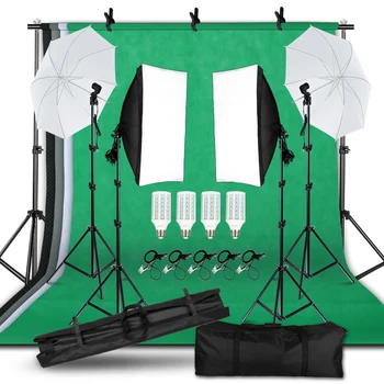 Professional Photography Lighting Equipment Kit with Softbox background stand Backdrops Soft Umbrella Light Bulbs Photo Studio
Professional Photography Lighting Equipment Kit with Softbox background stand Backdrops Soft Umbrella Light Bulbs Photo Studio