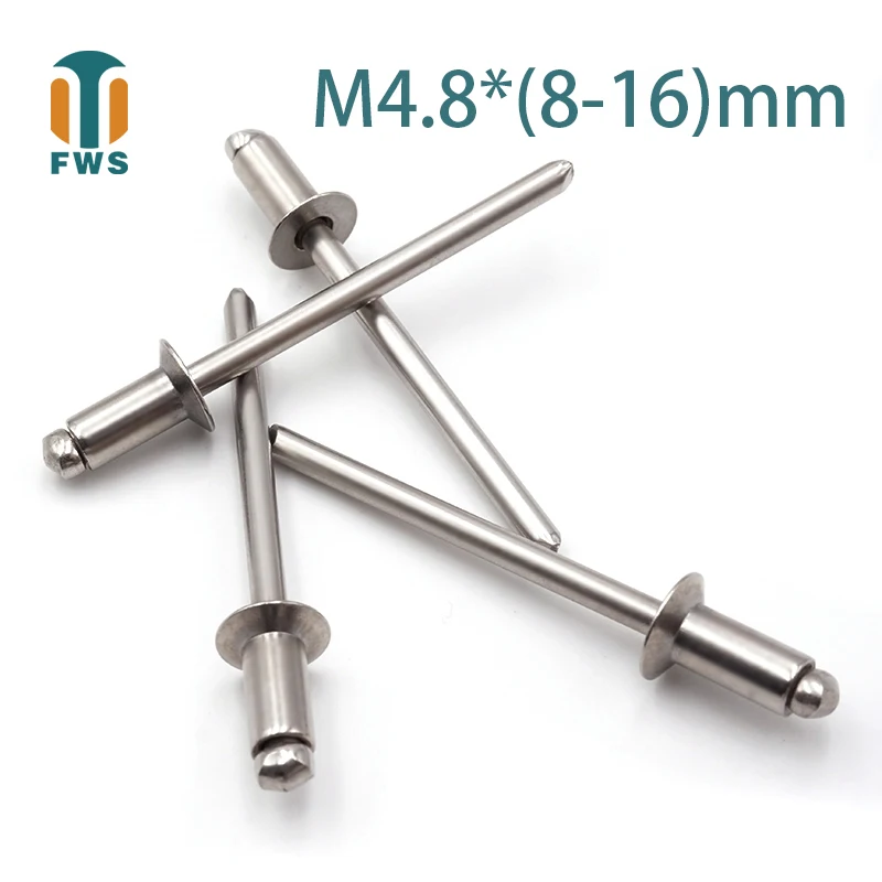 

10 PCS M4.8*(8-16)mm Stainless Steel Countersunk Head Break Mandrel Blind Rivet Nail Pop Rivets for Furniture Car Aircraft