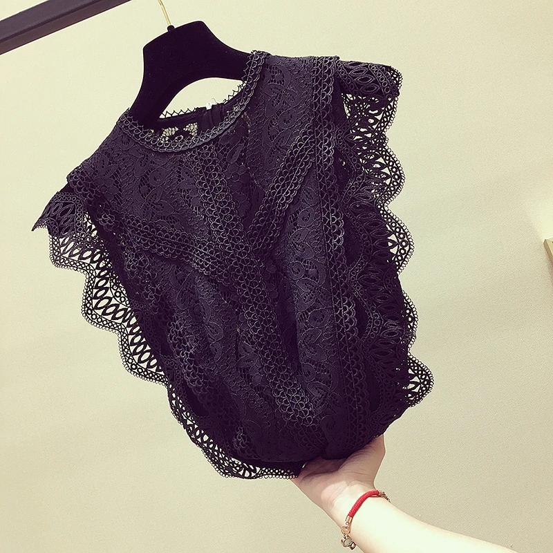 White Lace Blouse Woman 2020 Spring Summer Temperament Elegant Small Stand-up Collar Cut-out Wavy Edge Lace Sleeveless Shirt
White Lace Blouse Woman 2020 Spring Summer Temperament Elegant Small Stand-up Collar Cut-out Wavy Edge Lace Sleeveless Shirt