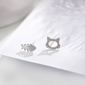 Prevent allergy 925 Sterling Silver Crystal Asymmetry Cute Cat Fish Stud Earrings For Women Jewelry Pendientes eh1052
Prevent allergy 925 Sterling Silver Crystal Asymmetry Cute Cat Fish Stud Earrings For Women Jewelry Pendientes eh1052