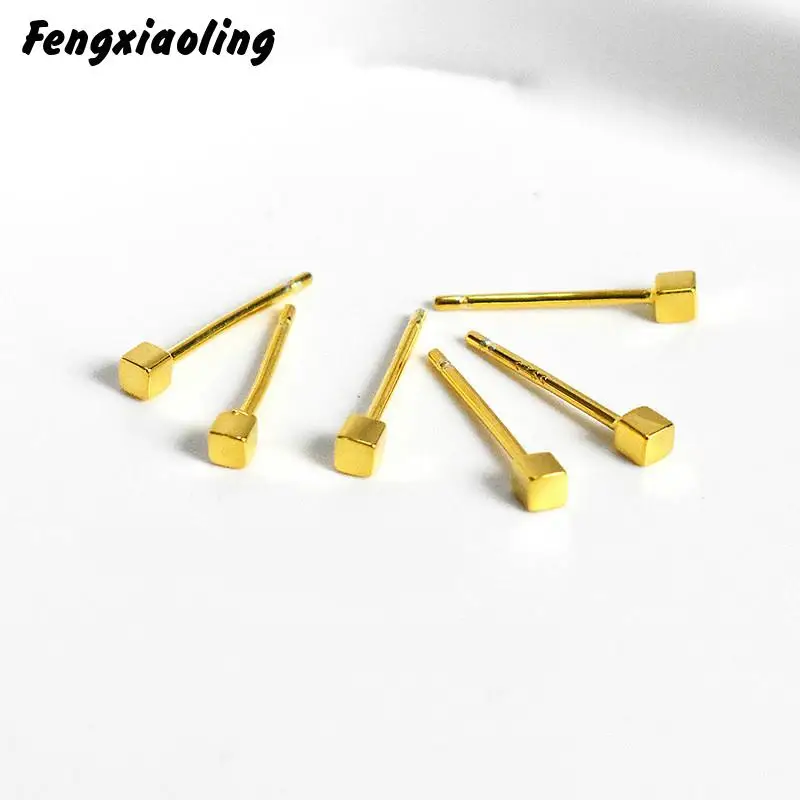 Fengxiaoling New Arrival 18k Gold Square Earrings 925 Sterling Silver Simple Mini 2mm Square Stud Earrings For Women Jewelry
Fengxiaoling New Arrival 18k Gold Square Earrings 925 Sterling Silver Simple Mini 2mm Square Stud Earrings For Women Jewelry