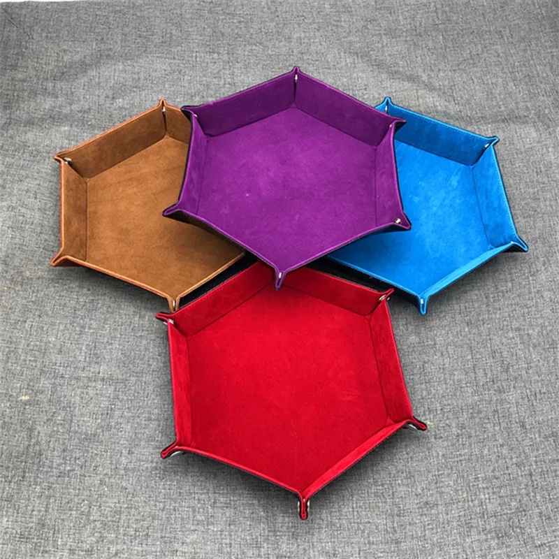 1pc Foldable Storage Tray Hexagon PU Leather Velvet Cloth Food Tray Dice Trays Table Games Desktop Sundries Key Storage Box
1pc Foldable Storage Tray Hexagon PU Leather Velvet Cloth Food Tray Dice Trays Table Games Desktop Sundries Key Storage Box