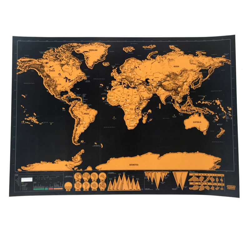 Scrape Off Foil Layer Coating World Map High-Quality Scratch-Coated For Luxury Edition Travel Creative Gifts | Дом и сад