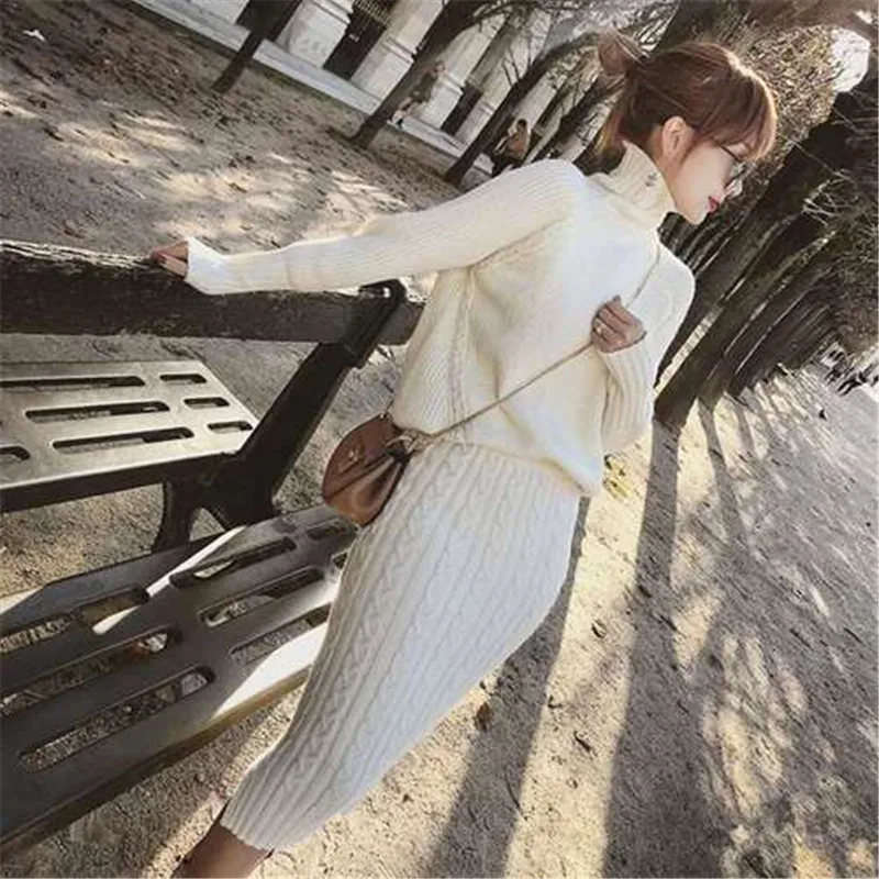 2020 Autumn Fashion Twist Knitted 2 Piece Sets Women Long Sleeve Turtleneck Wool Pullover Sweater + Split Pencil Skirt Set Suit
2020 Autumn Fashion Twist Knitted 2 Piece Sets Women Long Sleeve Turtleneck Wool Pullover Sweater + Split Pencil Skirt Set Suit