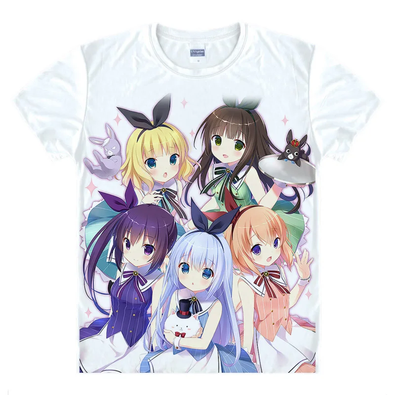 Gochuumon wa Usagi desu ka Аниме Косплей принт кафлу Чино футболка летние дышащие футболки