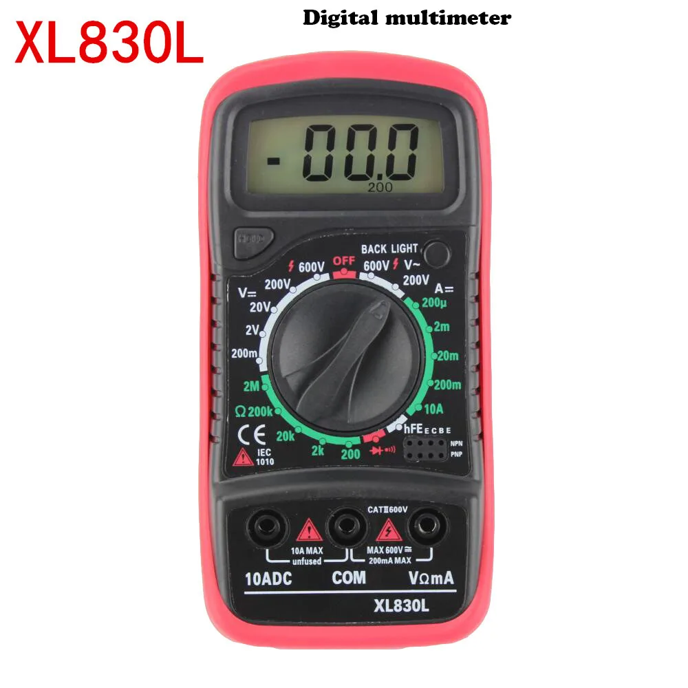 XL830L Handheld Digital Multimeter LCD Backlight Portable AC/DC Ammeter Voltmeter Ohm Voltage Tester Meter Multimetro
XL830L Handheld Digital Multimeter LCD Backlight Portable AC/DC Ammeter Voltmeter Ohm Voltage Tester Meter Multimetro