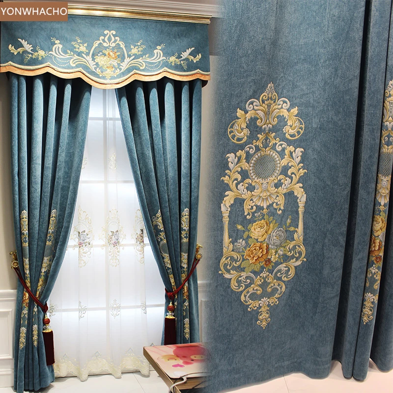 Custom curtains American luxury thick chenille jacquard Nordic living room blue cloth blackout curtain valance tulle panel B543
Custom curtains American luxury thick chenille jacquard Nordic living room blue cloth blackout curtain valance tulle panel B543