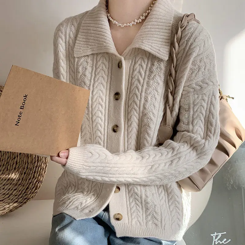 Women's Autumn Winter Elegant Turn Down Collar Cardigans Ladies Streetwear Knitted Outwear Casual Chic Sweater Cardigans
Women's Autumn Winter Elegant Turn Down Collar Cardigans Ladies Streetwear Knitted Outwear Casual Chic Sweater Cardigans