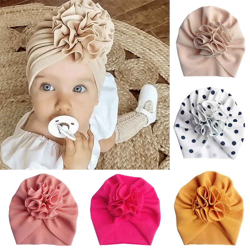 Тюрбан для новорожденных с милыми цветами детская шапка младенцев шапочка 0-18 м
