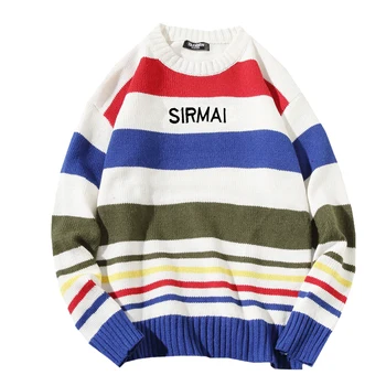 2019 New Autumn Men's College Wind Color Painting Horizontal Stripes Contrast Color Stitching Sweater Quality Large Size Sweater
2019 New Autumn Men's College Wind Color Painting Horizontal Stripes Contrast Color Stitching Sweater Quality Large Size Sweater