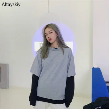 Hoodies Women O-Neck Patchwork Leisure Daily Loose Simple All-match Korean Style Ulzzang Pullovers Womens Soft Hip Hop Clothing
Hoodies Women O-Neck Patchwork Leisure Daily Loose Simple All-match Korean Style Ulzzang Pullovers Womens Soft Hip Hop Clothing