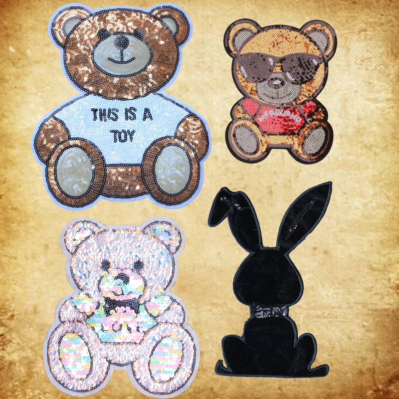 Cute cartoon magic color Sequin rabbit bear patch clothing children's decoration repair embroidery patch jacket sewing decals
Cute cartoon magic color Sequin rabbit bear patch clothing children's decoration repair embroidery patch jacket sewing decals