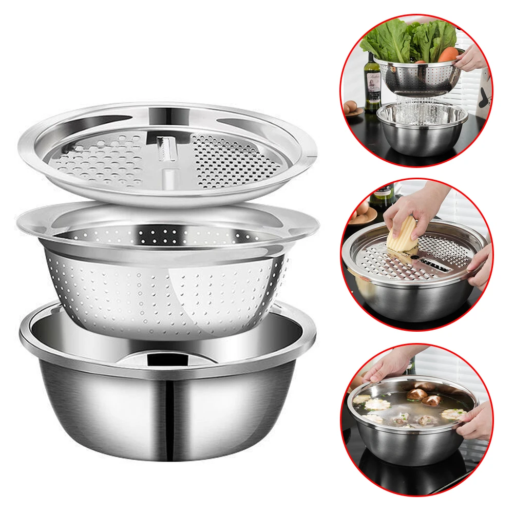 3 pcs Stainless Steaming Basket Multi-functional Slicing Plate Chopper Rice Washing Screen Kitchen Supplies Washing Vegetables f
3 pcs Stainless Steaming Basket Multi-functional Slicing Plate Chopper Rice Washing Screen Kitchen Supplies Washing Vegetables f