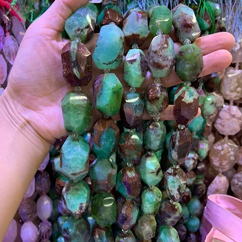 Natural Green Opal Beads 15'' Faceted Irregular DIY Loose Stone Beads For Jewelry Making Beads Necklace For Women men Gift 
Natural Green Opal Beads 15'' Faceted Irregular DIY Loose Stone Beads For Jewelry Making Beads Necklace For Women men Gift