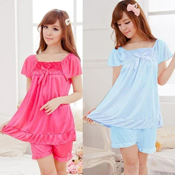 Polyester Women Sleepwear summer Female Pajamas Sets Thin laides Suit short Sleeve Pyjamas Women Ventilation Home Clothes
Polyester Women Sleepwear summer Female Pajamas Sets Thin laides Suit short Sleeve Pyjamas Women Ventilation Home Clothes