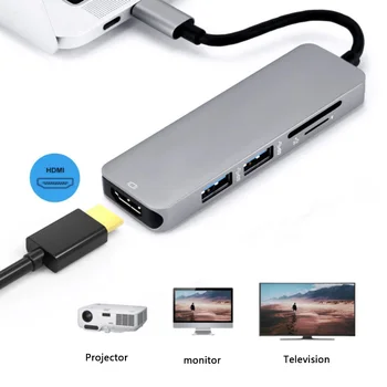Multifunctional 5 in 1 USB 3.1 Type-C USB HUB Splitter 4K HDMI 2 USB 3.0 SD TF Laptop Converter TF Card Reader Converter Adapter
Multifunctional 5 in 1 USB 3.1 Type-C USB HUB Splitter 4K HDMI 2 USB 3.0 SD TF Laptop Converter TF Card Reader Converter Adapter