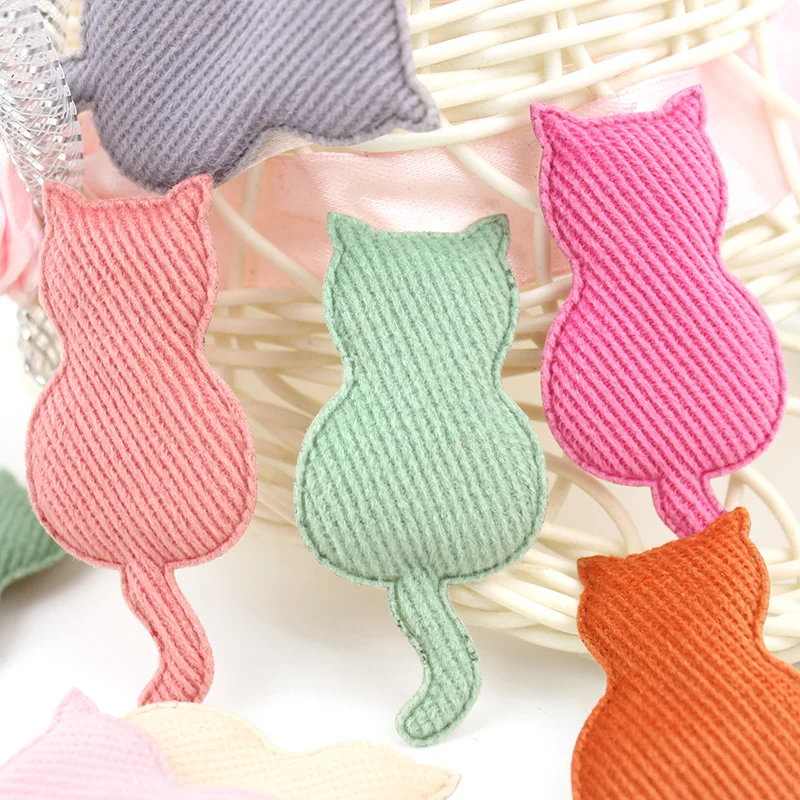 

35Pcs 2.8*6.2cm Cartoon Cat Padded Appliques For Baby Hairpin Headwear Crafts Decor Ornament Animal Garment Accessories