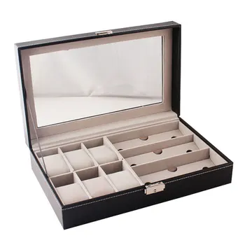 Space Saving Dressing Table 6 Watch Compartments Protective Display Dustproof 3 Glasses Grids PU Leather Compact Storage Box
Space Saving Dressing Table 6 Watch Compartments Protective Display Dustproof 3 Glasses Grids PU Leather Compact Storage Box