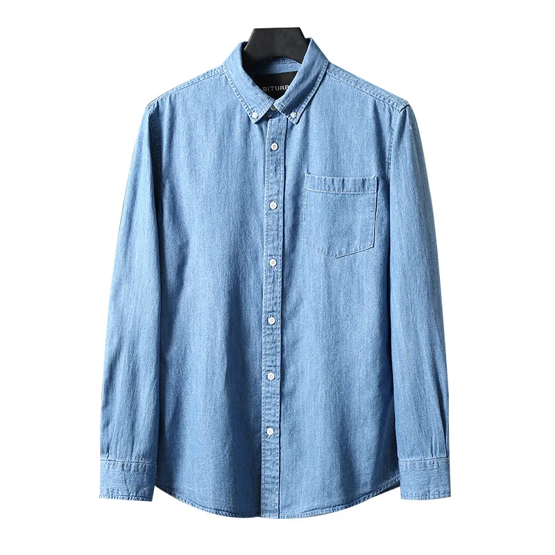 Chest Pocket Washed Soft LIght Blue Basic Cowboy Men long Sleeve Demin Work Shirt Basic Jean Shirts Vintage Wear Soft Buttons
Chest Pocket Washed Soft LIght Blue Basic Cowboy Men long Sleeve Demin Work Shirt Basic Jean Shirts Vintage Wear Soft Buttons