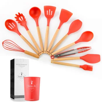Durable Practical Heat Resistant Silicone Kitchenware Kitchen Tool Cookware Sets Wooden Handle JS22
Durable Practical Heat Resistant Silicone Kitchenware Kitchen Tool Cookware Sets Wooden Handle JS22
