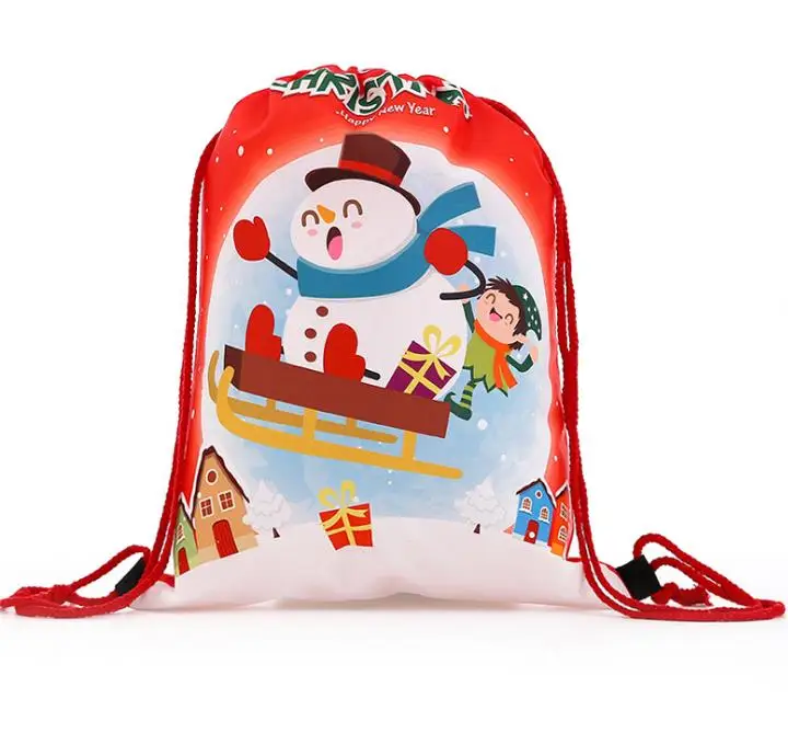 christmas drawstring bag backpack 3d print wrapping gift santa