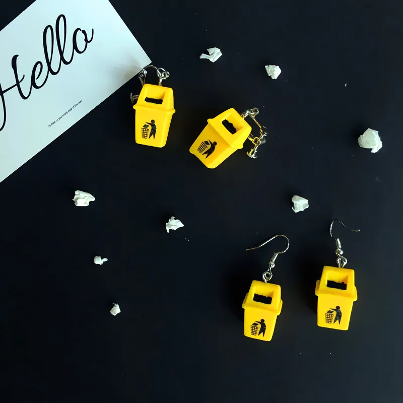 Creative Handmade Personalized Funny Yellow Trash Can Drop Earrings Fashion New Design Dangle Earrings Brincos Jewelry
Creative Handmade Personalized Funny Yellow Trash Can Drop Earrings Fashion New Design Dangle Earrings Brincos Jewelry