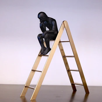 Thinker Sculpture Cute Thinker on The Stairs Window Display Bookshelf Classical Home Decoration Black Metal
Thinker Sculpture Cute Thinker on The Stairs Window Display Bookshelf Classical Home Decoration Black Metal