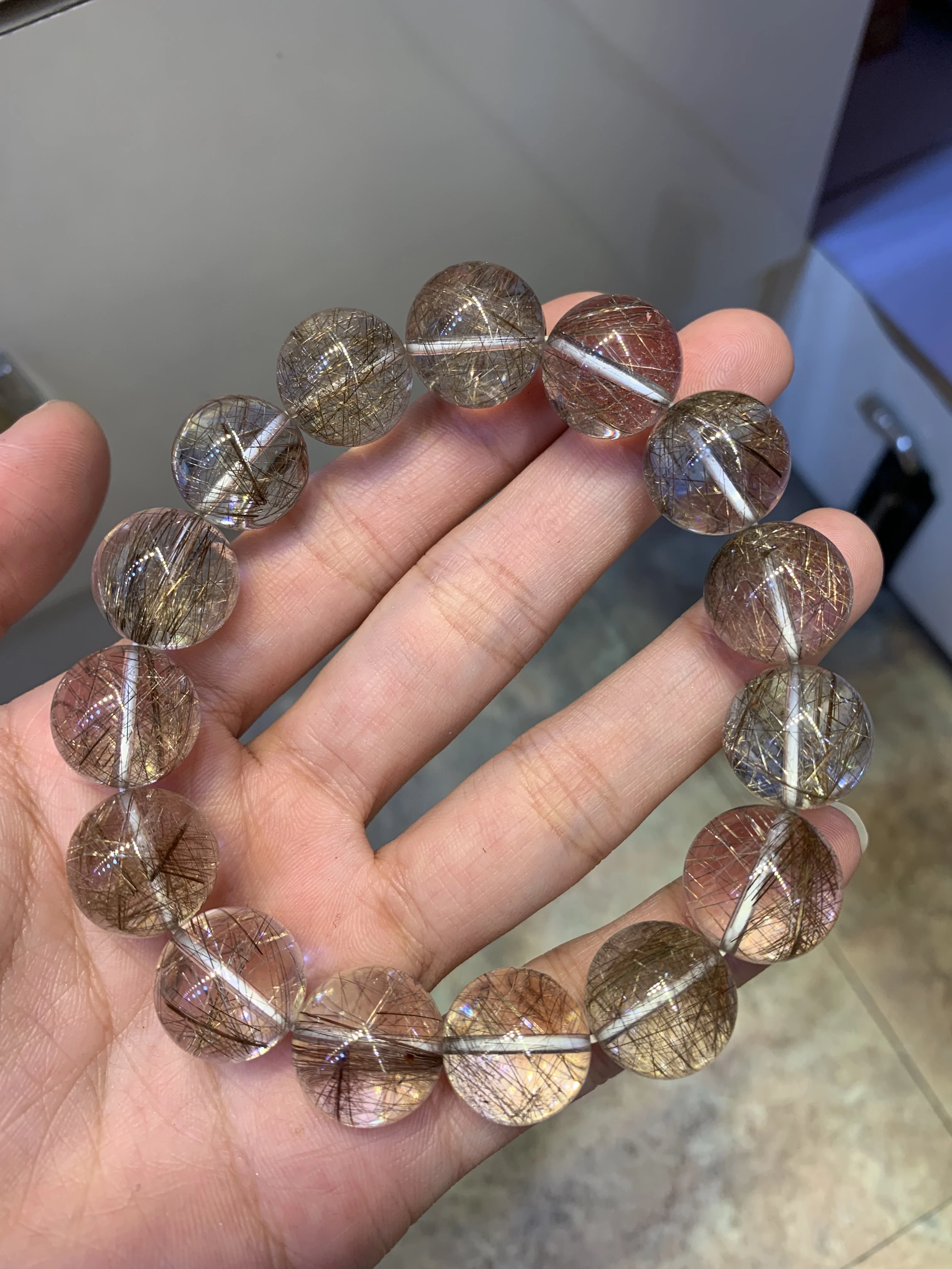 15mm Genuine Natural Silver Rutilated Quartz Crystal Round Big Crystal Beads Powerful Men Bracelet
15mm Genuine Natural Silver Rutilated Quartz Crystal Round Big Crystal Beads Powerful Men Bracelet