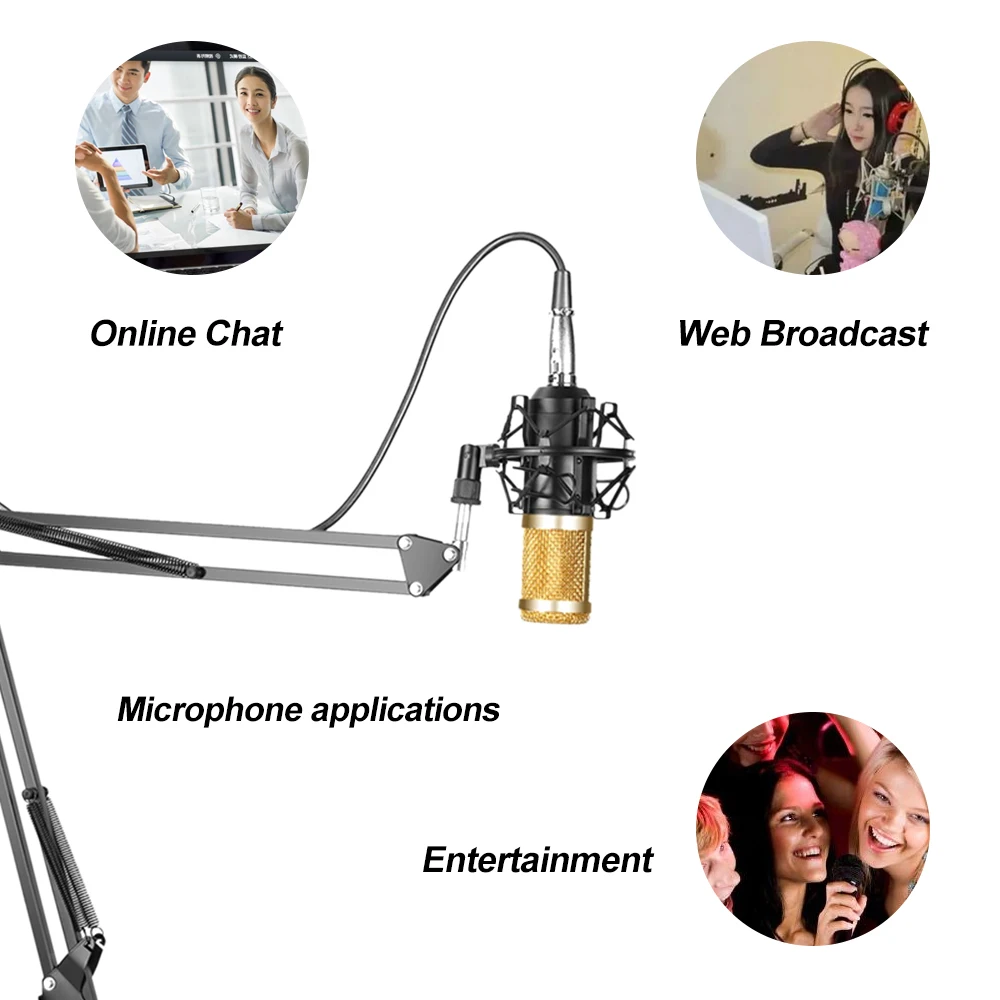 BM800 Professional Suspension Microphone Kit Studio Live Stream Broadcasting Recording Condenser Microphone Set
BM800 Professional Suspension Microphone Kit Studio Live Stream Broadcasting Recording Condenser Microphone Set
