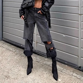 Black Casual Punk Hole Baggy Pants Women Streetwear Pockets High Wasit Trousers Blue Korean Distressed Denim Pants
Black Casual Punk Hole Baggy Pants Women Streetwear Pockets High Wasit Trousers Blue Korean Distressed Denim Pants