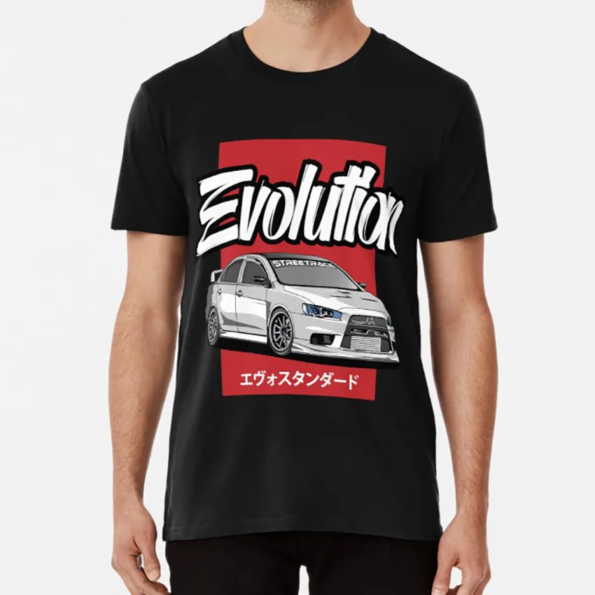 Автомобильная футболка evolверсии Evo Evolution Jdm Wheels Hakosuka Liberty Walk Mitsubishi Lancer | Мужская