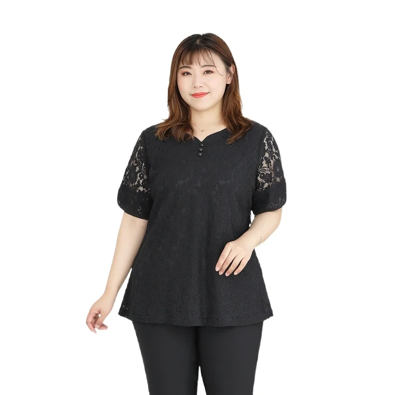 4XL To 10XL Extra Large Size Women Tops Lace Shirts Black Short Sleeve Summer Tops Casual Blusas Mujer De Moda T61008T
4XL To 10XL Extra Large Size Women Tops Lace Shirts Black Short Sleeve Summer Tops Casual Blusas Mujer De Moda T61008T