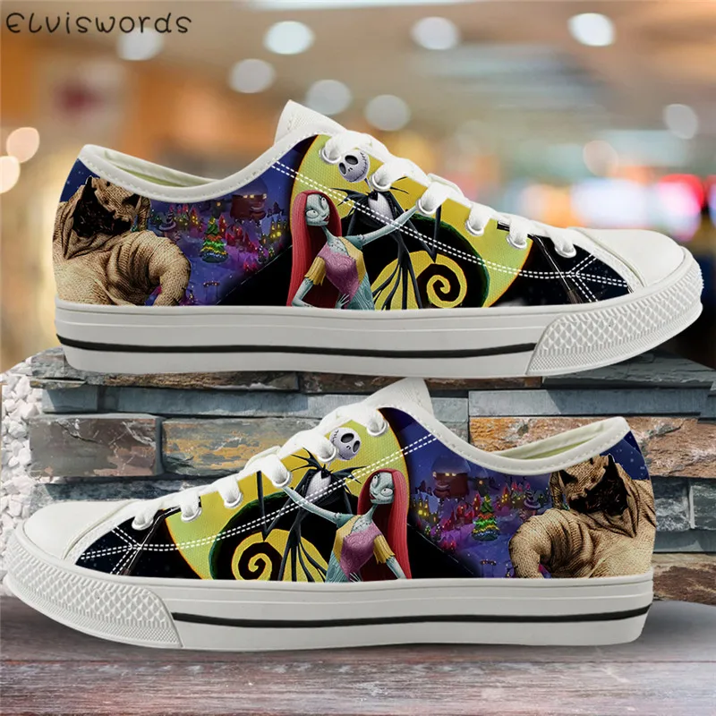 ELVISWORDS Fashion Movie Skull Vulcanized Shoes The Nightmare Before Christmas Print Women Low Top Shoes Casual Canvas Flats
ELVISWORDS Fashion Movie Skull Vulcanized Shoes The Nightmare Before Christmas Print Women Low Top Shoes Casual Canvas Flats