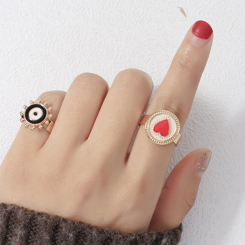 AENSOA Heart Shape Enamel Evil Eye Gold Color Open Rings Brand Vintage Women Rings Exaggerated Fashion Jewelry
AENSOA Heart Shape Enamel Evil Eye Gold Color Open Rings Brand Vintage Women Rings Exaggerated Fashion Jewelry